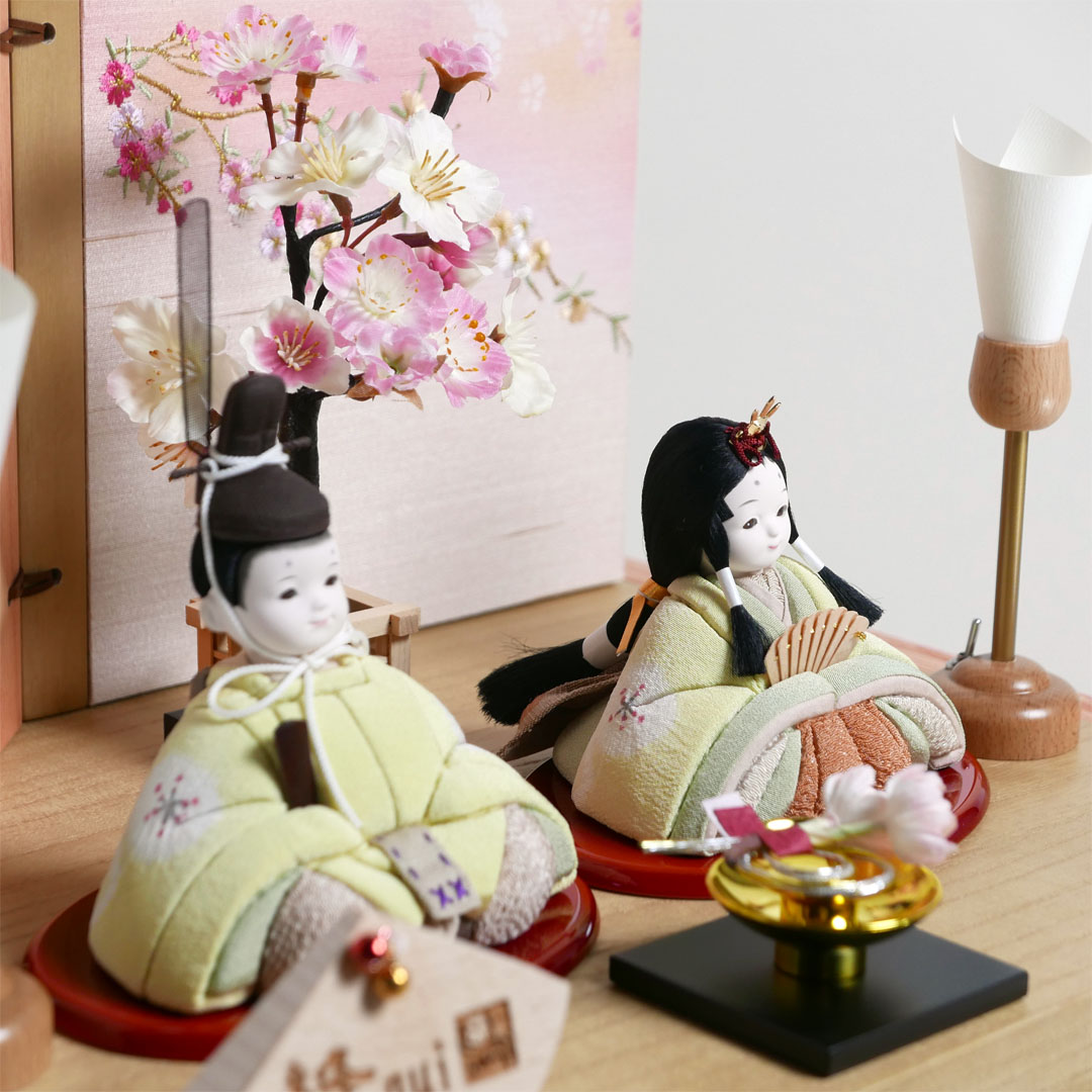 たんぽぽ染衣装木目込み人形桜刺繍両引出収納飾り