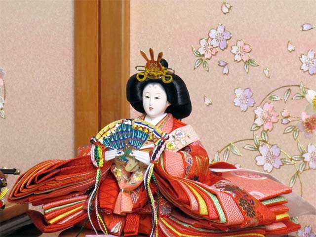 古典花柄の赤の女雛と紺の男雛の桜御殿飾りの通販～選ばれるお店