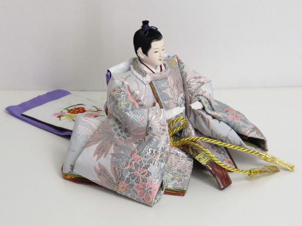 西陣織プラチナ箔衣装の豪華な収納式親王飾り