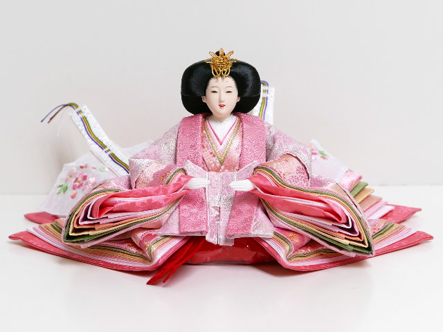 雛人形 コンパクト 宴桜 芥子親王 華紋様金屏風 横幅55cm 初節句
