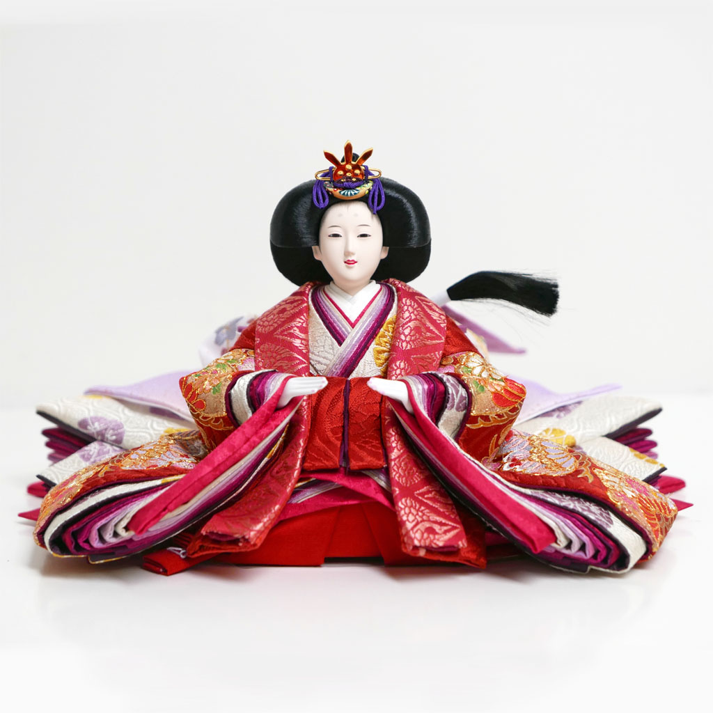 望月龍翠作 祝松梅金駒刺繍正絹衣装雛
