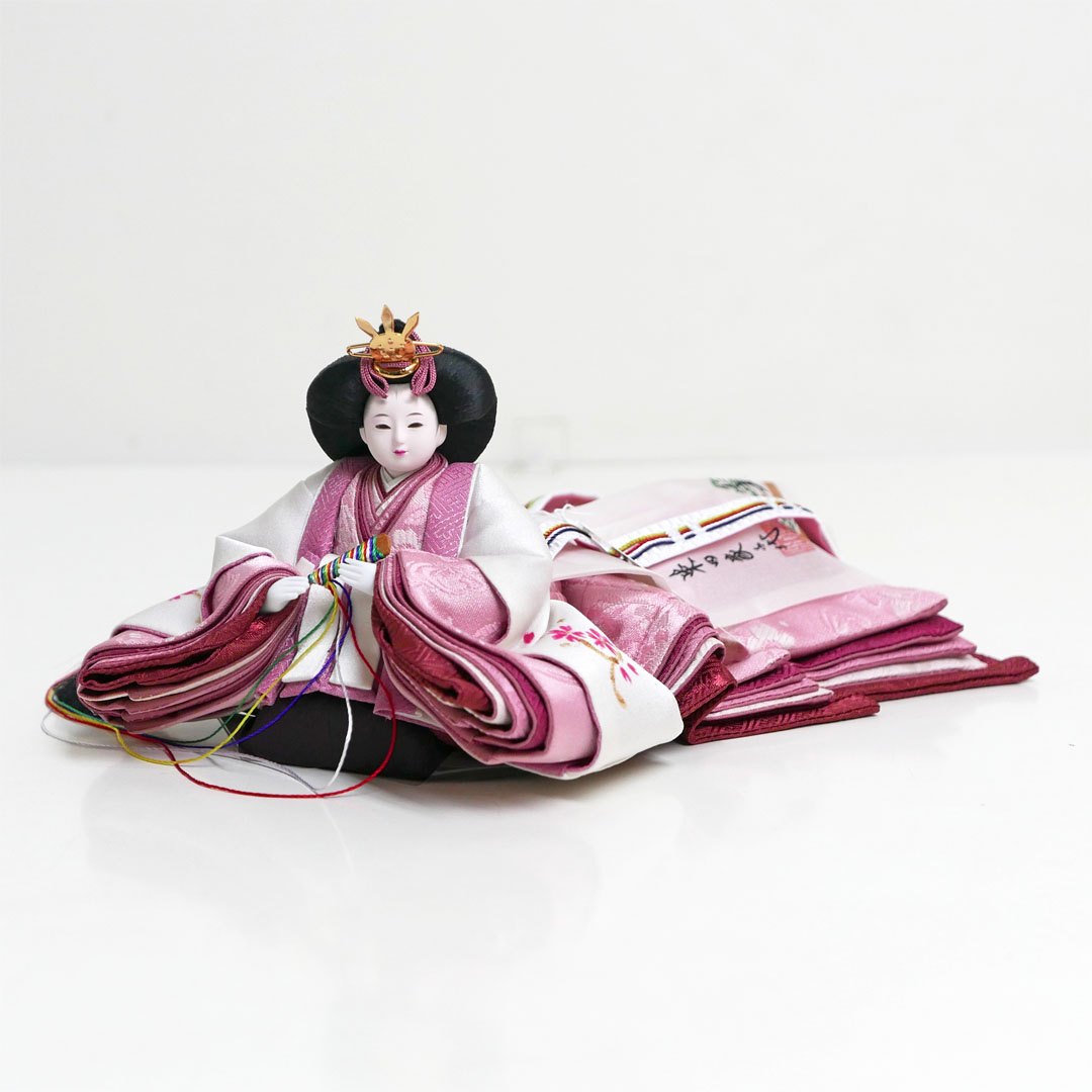 柴田家千代作 白ピンク桜手描き衣装の雛人形