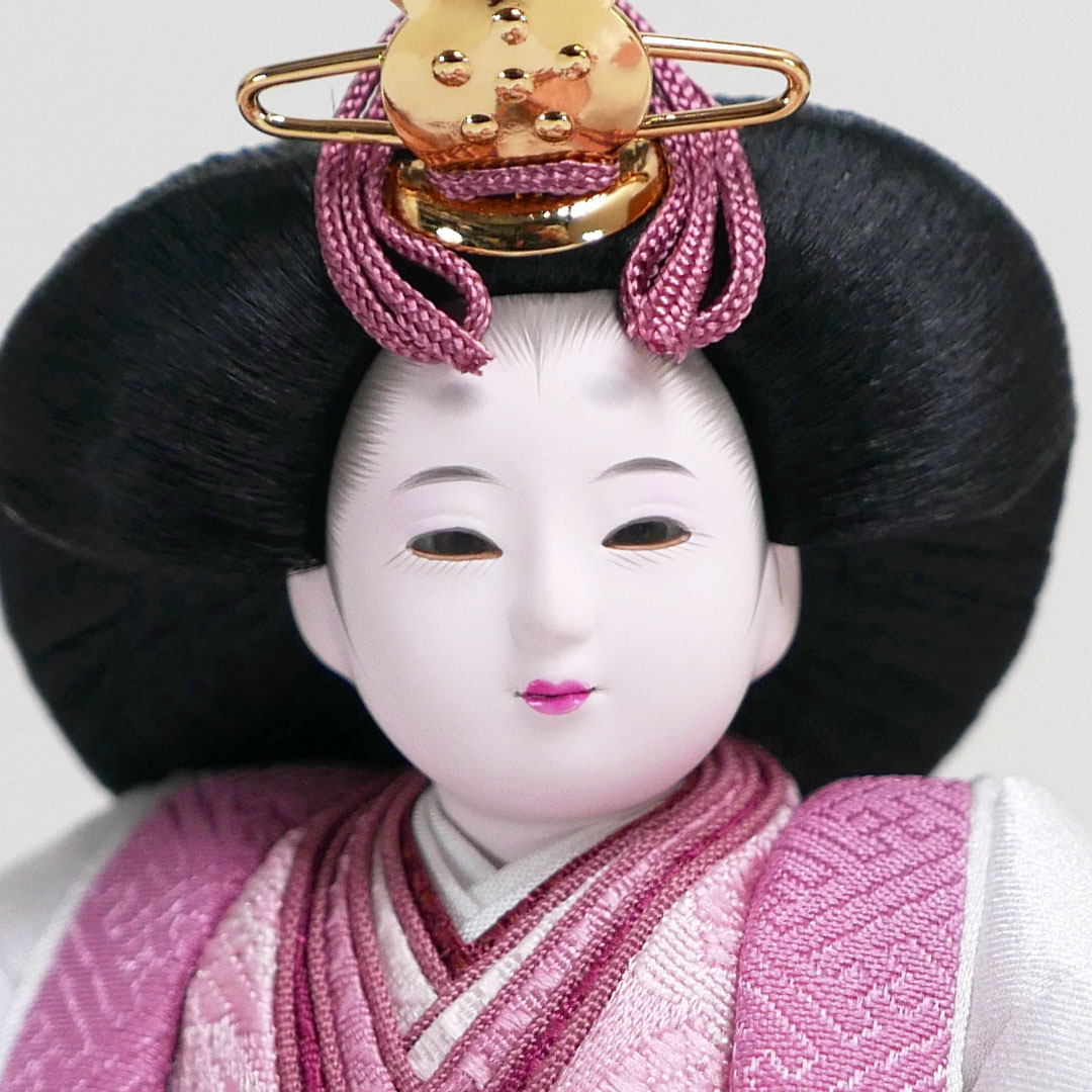 柴田家千代作 白ピンク桜手描き衣装の雛人形