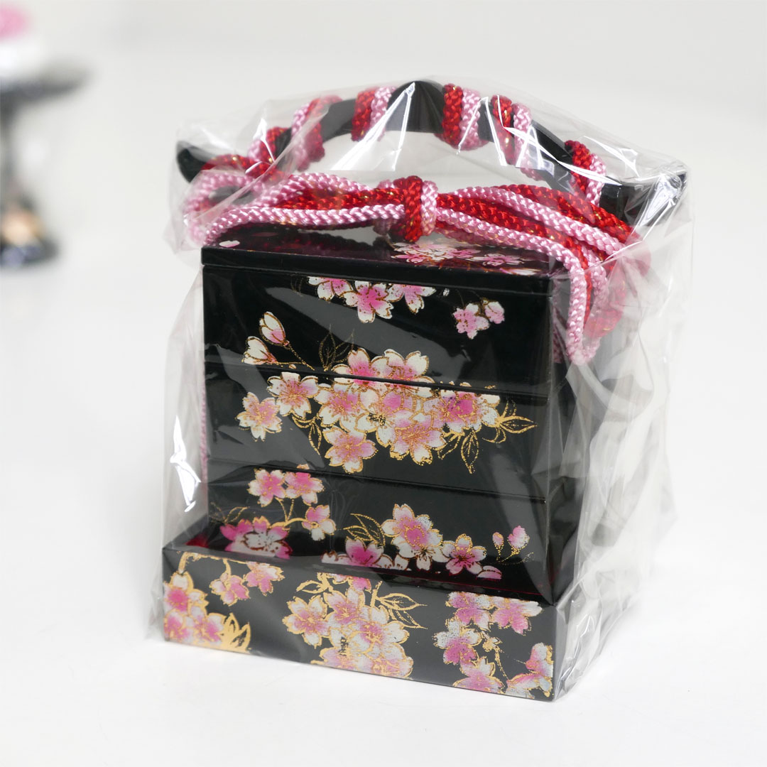 雛人形用嫁入り道具 25号黒塗平安桜6点セット