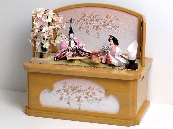 桃色お雛様の収納式創作飾り