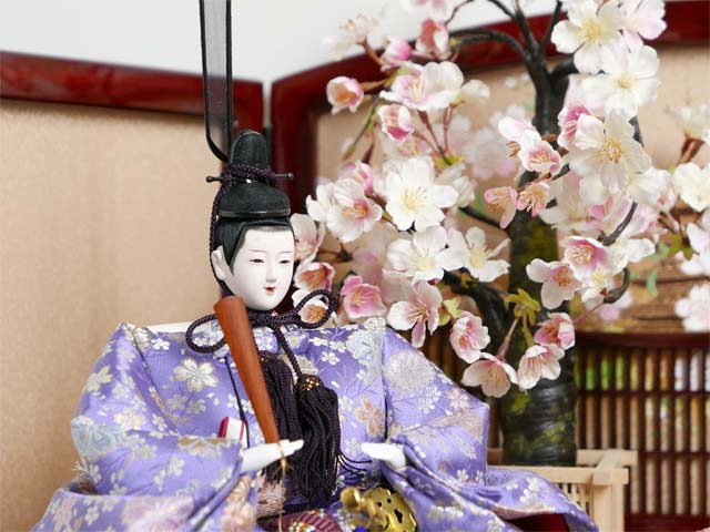 桃青小桜柄本着付雛人形桜都春慶塗創作親王収納飾り