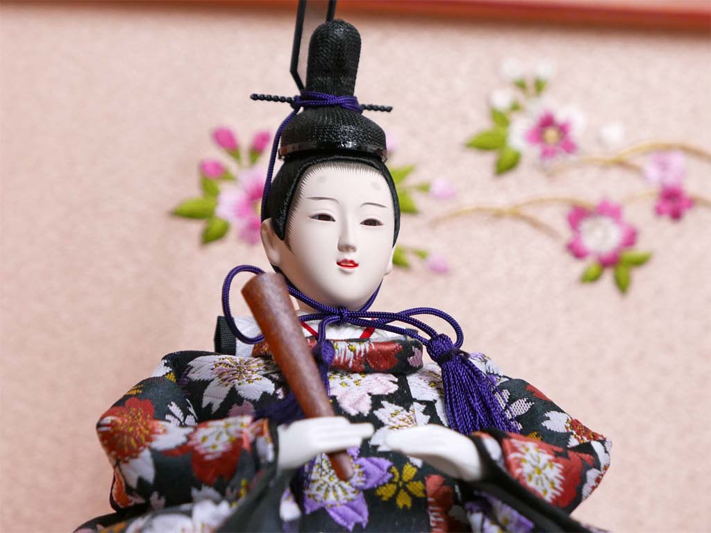かわいいお顔の桜柄雛人形桜花刺繍パールローズピンク収納飾り