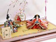 鳳凰刺繍正絹衣装雛人形紅白梅桜几帳親王平飾り