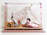 金彩白桜本着付雛人形紅白梅桜几帳親王平飾り