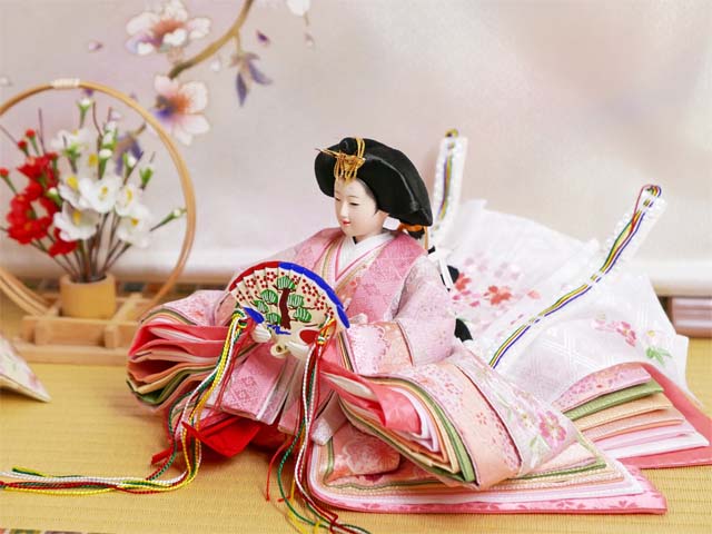 刺繍満開桜雛人形紅白梅桜几帳親王平飾り